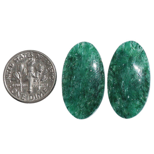 Green Aventurine Pair 14.1x25.8x4.3 mm Oval Shape Polished Gemstone LS76-07287