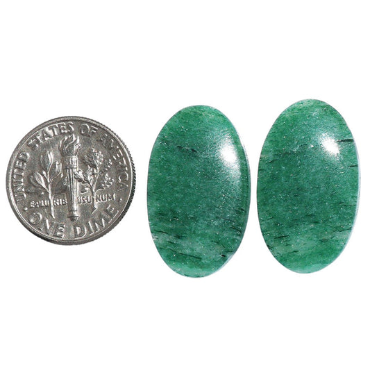 Green Aventurine Pair 14x23.8x4 mm Oval Shape Polished Gemstone LS76-07288