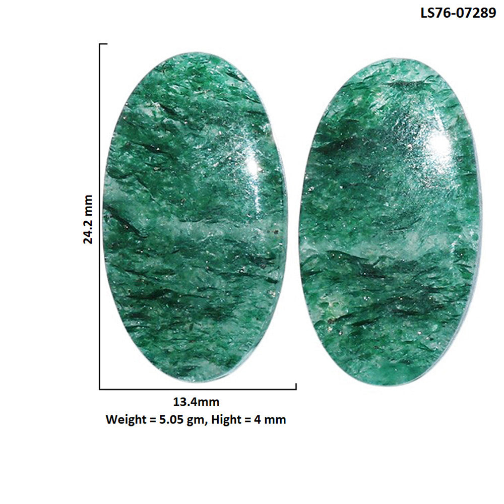 Green Aventurine Pair 13.4x24.2x4 mm Oval Shape Polished Gemstone LS76-07289