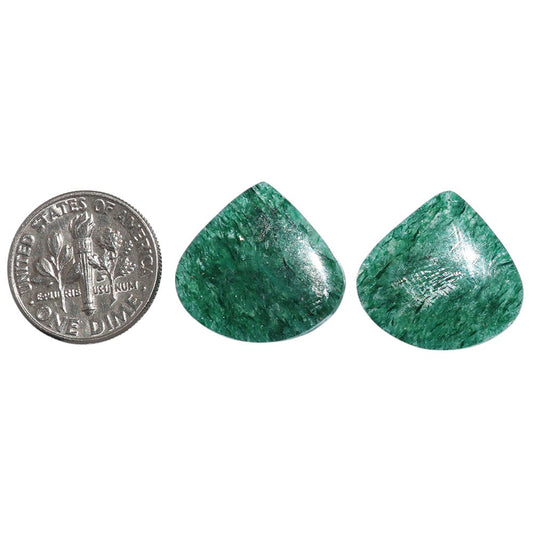 Green Aventurine Pair 18.5x19.2x4.5 mm Heart Shape Polished Gemstone LS76-07290