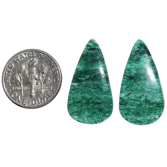 Green Aventurine Pair 13.2x25.4x4 mm Pear Shape Polished Gemstone LS76-07291