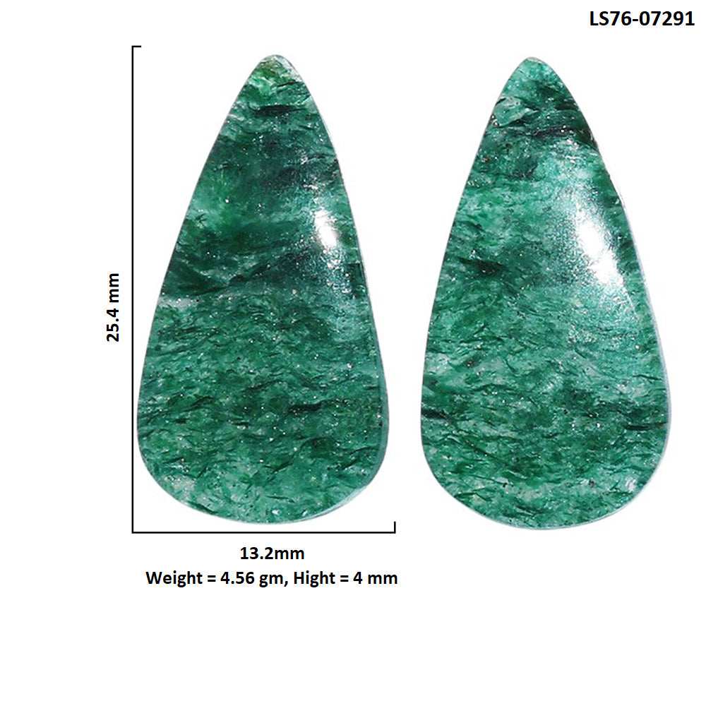 Green Aventurine Pair 13.2x25.4x4 mm Pear Shape Polished Gemstone LS76-07291