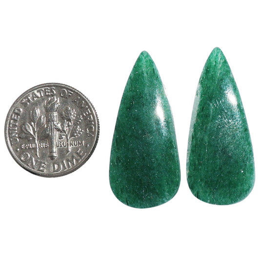 Green Aventurine Pair 13x29.6x4 mm Pear Shape Polished Gemstone LS76-07292