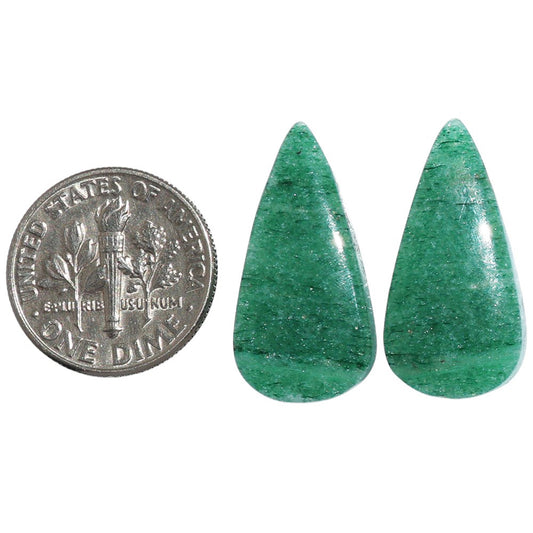 Green Aventurine Pair 11.7x23.7x4.3 mm Pear Shape Polished Gemstone LS76-07293