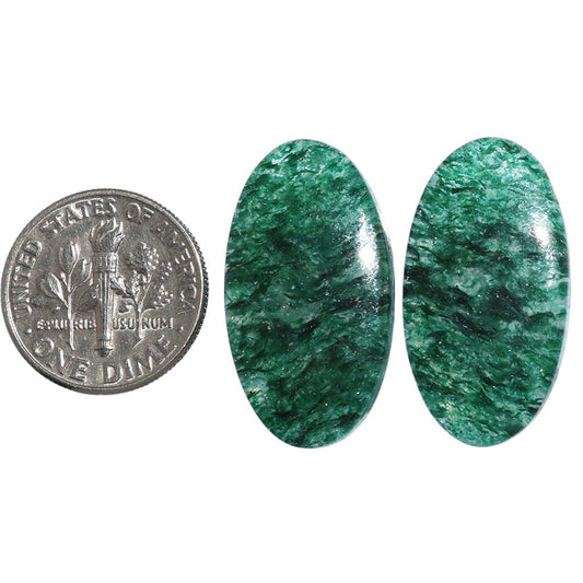 Green Aventurine Pair 14.3x26.6x4 mm Oval Shape Polished Gemstone LS76-07294