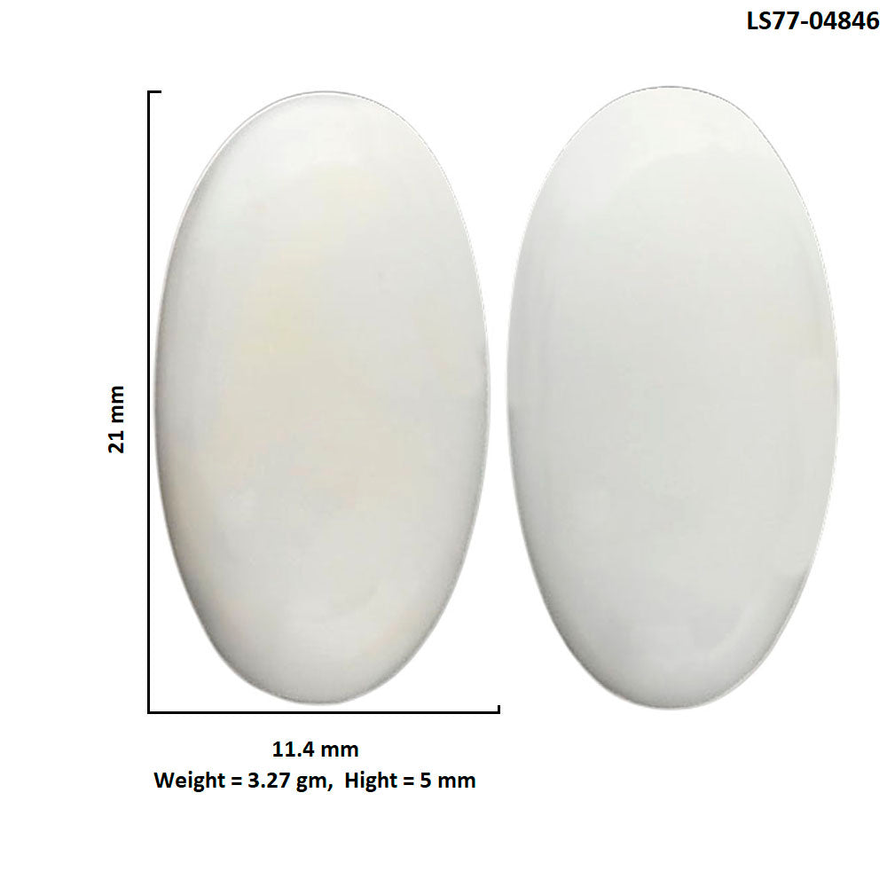 White Opal Pair 11.4x21x5 mm Oval Shape Polished Gemstone LS77-04846