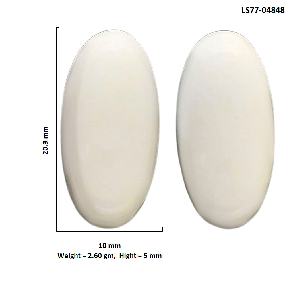 White Opal Pair 10x20.3x5 mm Oval Shape Polished Gemstone LS77-04848