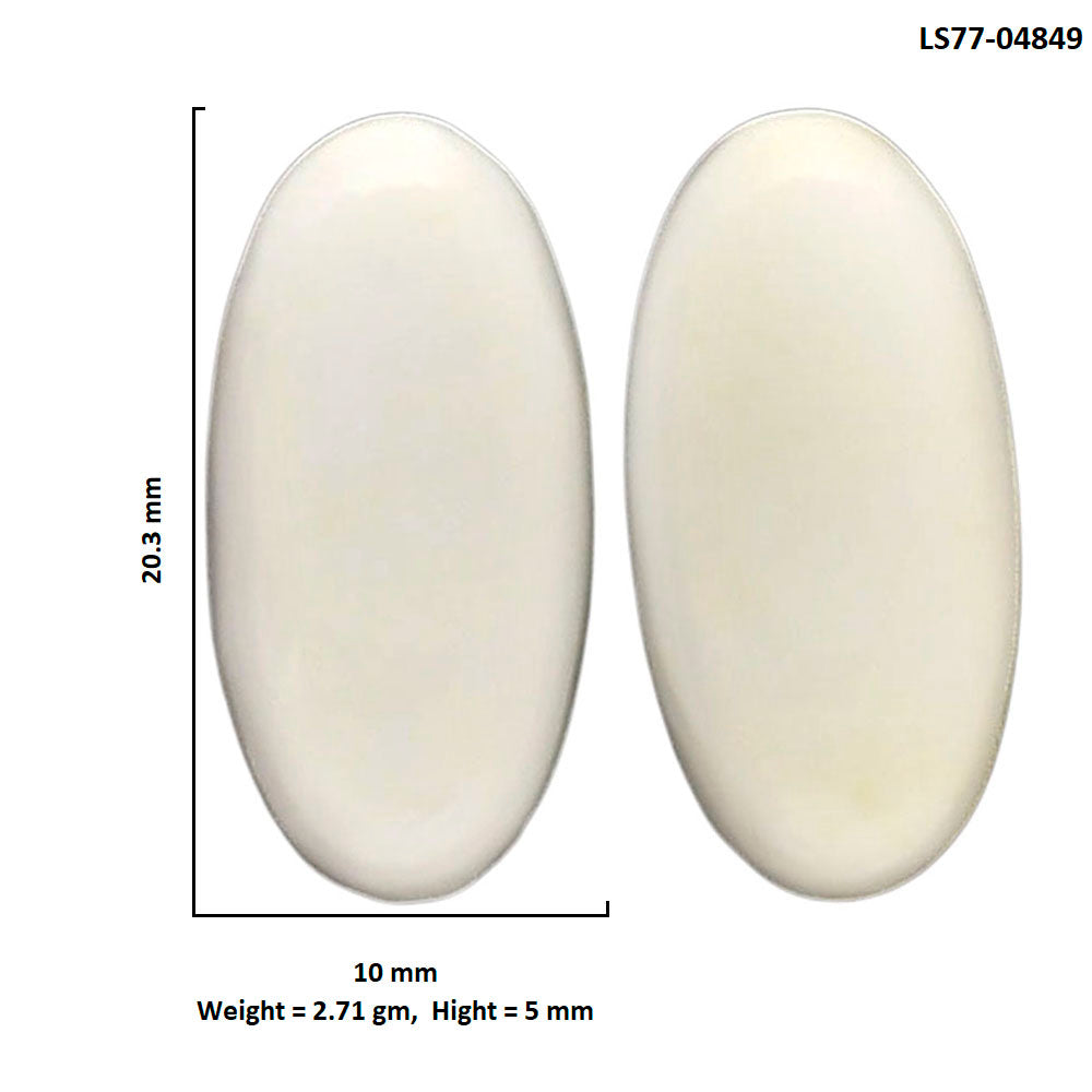 White Opal Pair 10x20.3x5 mm Oval Shape Polished Gemstone LS77-04849