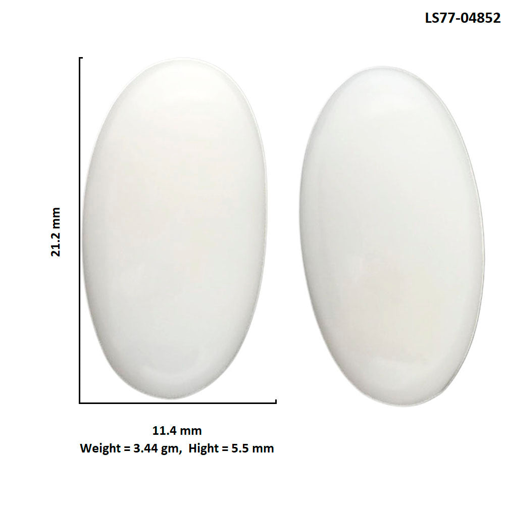 White Opal Pair 11.4x21.2x5.5 mm Oval Shape Polished Gemstone LS77-04852