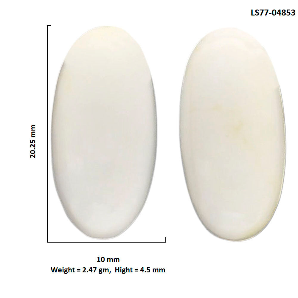 White Opal Pair 10x20.25x4.5 mm Oval Shape Polished Gemstone LS77-04853