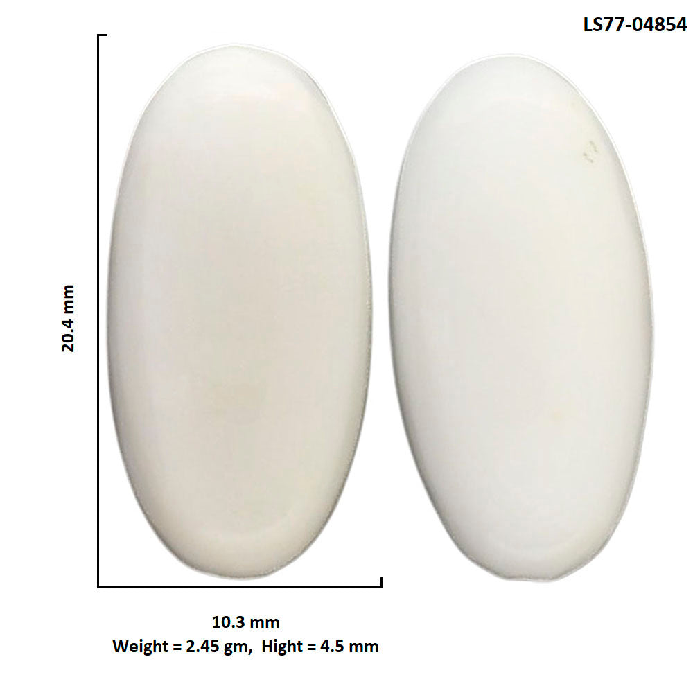White Opal Pair 10.3x20.4x4.5 mm Oval Shape Polished Gemstone LS77-04854