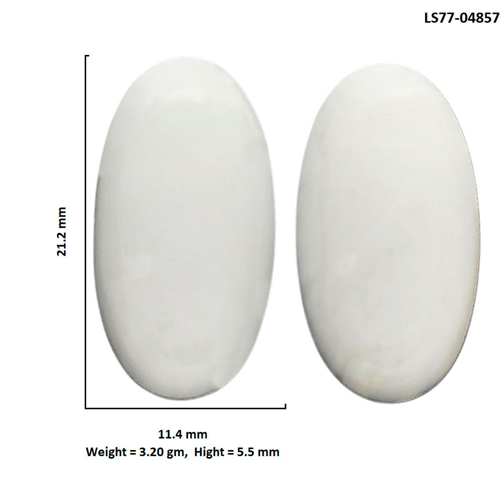 White Opal Pair 11.4x21.2x5.5 mm Oval Shape Polished Gemstone LS77-04857
