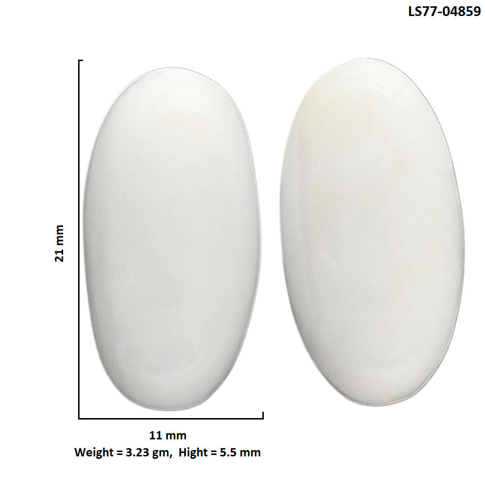 White Opal Pair 11x21x5.5 mm Oval Shape Polished Gemstone LS77-04859