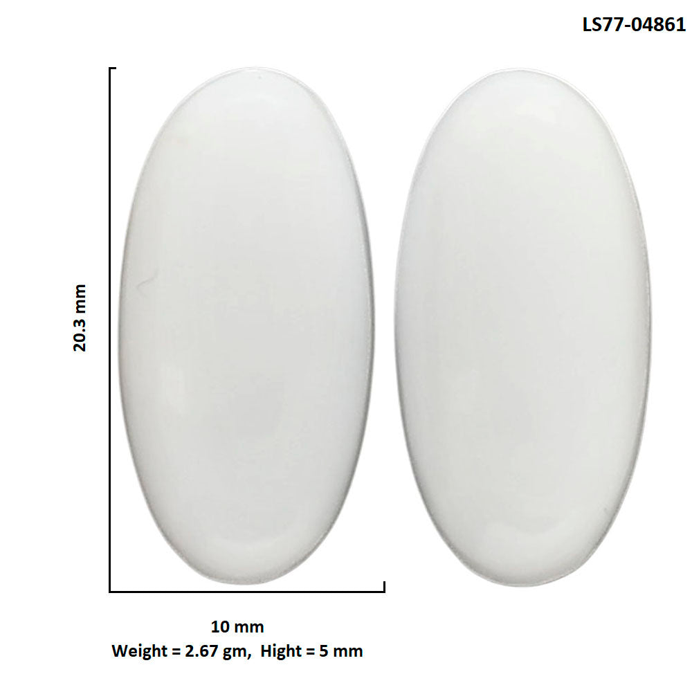 White Opal Pair 10x20.3x5 mm Oval Shape Polished Gemstone LS77-04861