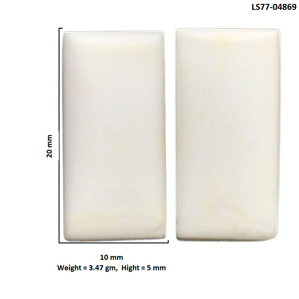White Opal Pair 10x20x5 mm Baguette Shape Polished Gemstone LS77-04869