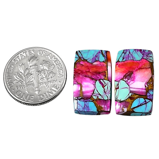 Kingman Orange Dahlia Turquoise Pair 11x19.2x3.5 mm Baguette Shape Polished Gemstone LS78-04877