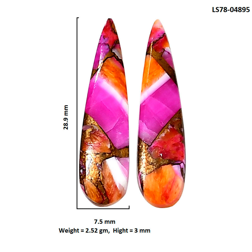 Kingman Orange Dahlia Turquoise Pair 7.5x28.9x3 mm Pear Shape Polished Gemstone LS78-04895