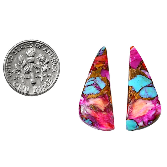 Kingman Orange Dahlia Turquoise Pair 11x27.2x3.3 mm Fancy Shape Polished Gemstone LS78-04897