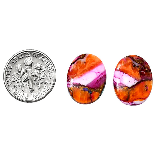 Kingman Orange Dahlia Turquoise Pair 13.3x17.2x3.6 mm Oval Shape Polished Gemstone LS78-04904