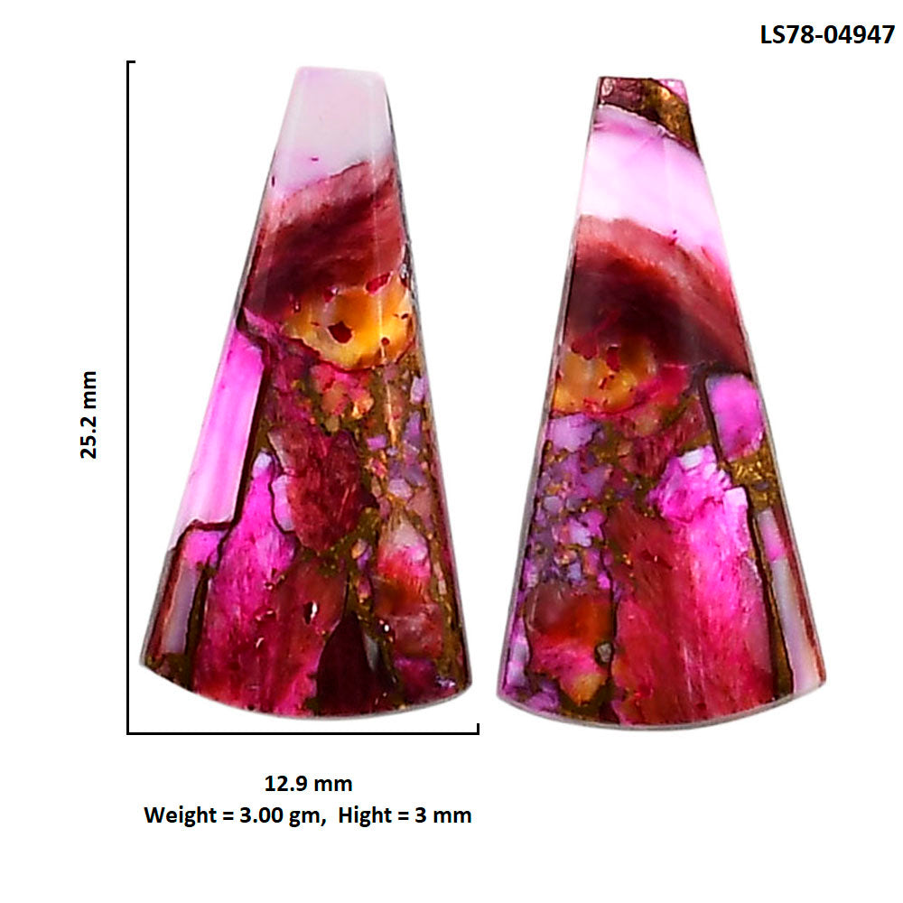 Kingman Pink Dahlia Turquoise Pair 12.9x25.2x3 mm Fancy Shape Polished Gemstone LS78-04947