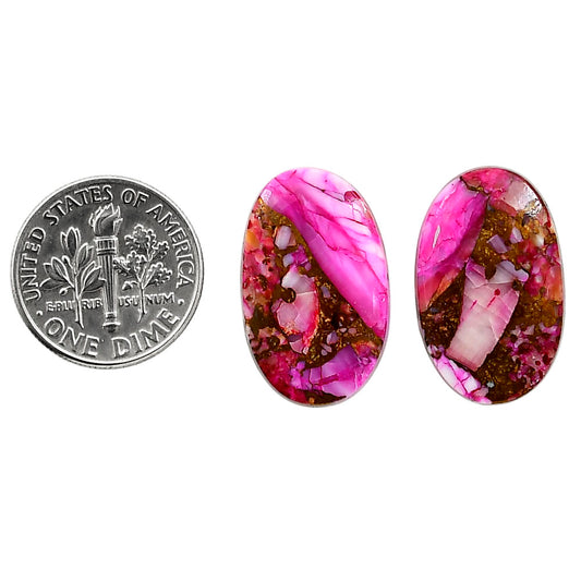 Kingman Pink Dahlia Turquoise Pair 14x22.1x3.5 mm Oval Shape Polished Gemstone LS78-04954