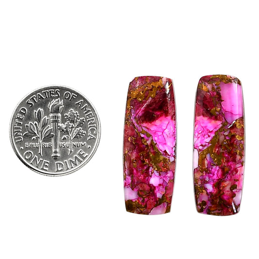 Kingman Pink Dahlia Turquoise Pair 10.5x27.4x3.5 mm Baguette Shape Polished Gemstone LS78-04958