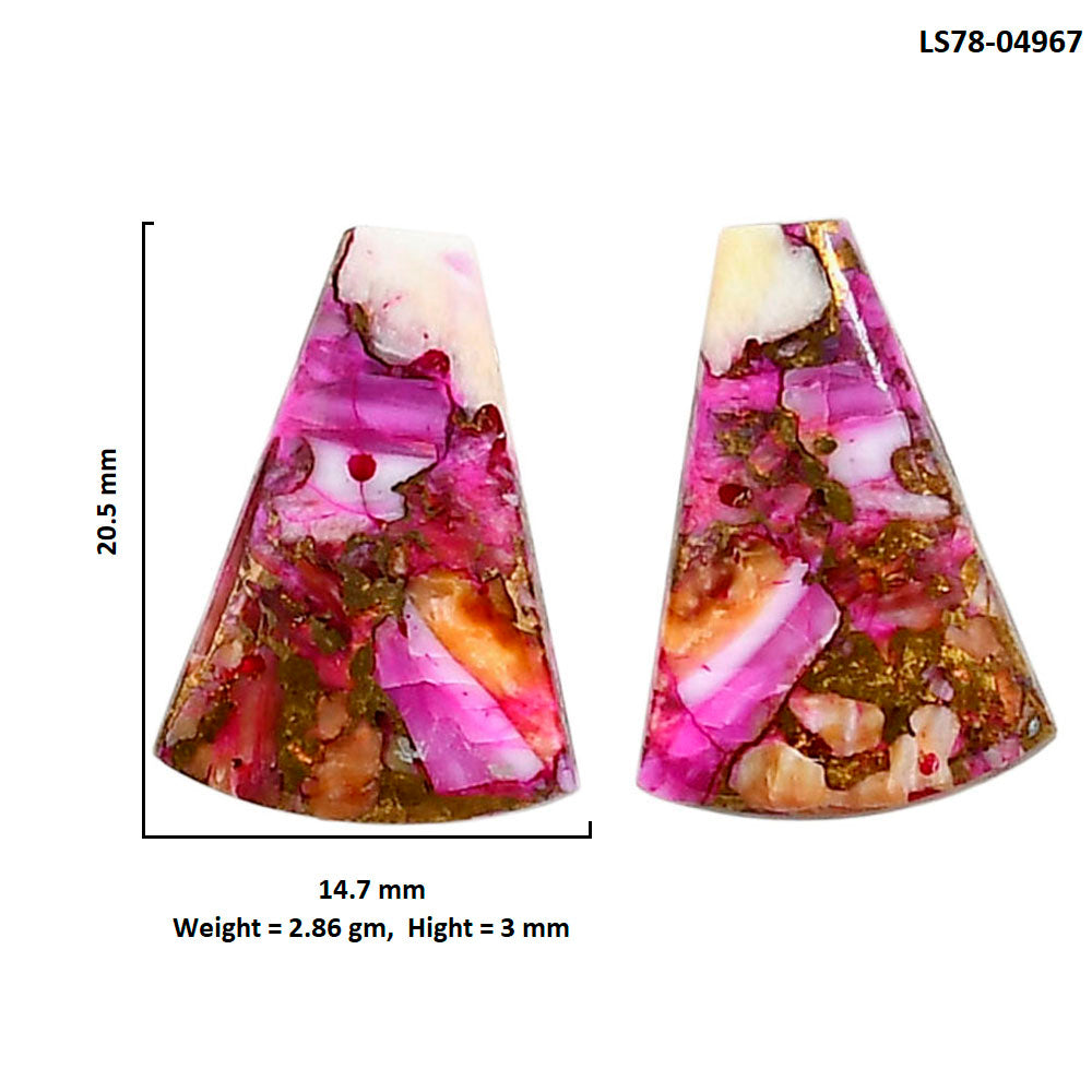 Kingman Pink Dahlia Turquoise Pair 14.7x20.5x3 mm Fancy Shape Polished Gemstone LS78-04967
