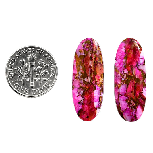 Kingman Pink Dahlia Turquoise Pair 11x28.6x3 mm Oval Shape Polished Gemstone LS78-04971