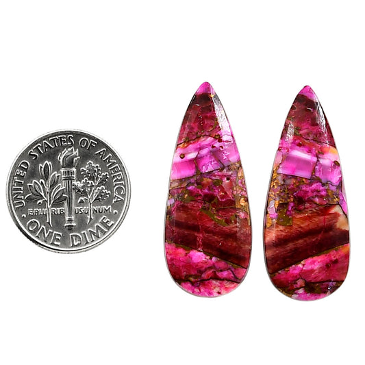 Kingman Pink Dahlia Turquoise Pair 12.7x30.9x3.5 mm Pear Shape Polished Gemstone LS78-04977