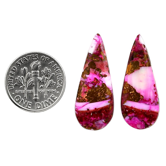 Kingman Pink Dahlia Turquoise Pair 11.5x28.4x3 mm Pear Shape Polished Gemstone LS78-04979