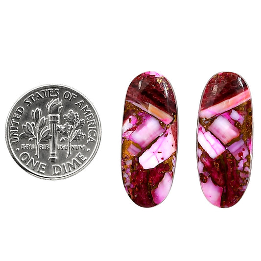 Kingman Pink Dahlia Turquoise Pair 10.6x25.4x3.5 mm Oval Shape Polished Gemstone LS78-04985