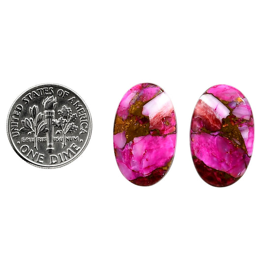 Kingman Pink Dahlia Turquoise Pair 13.5x21.7x3 mm Oval Shape Polished Gemstone LS78-04987