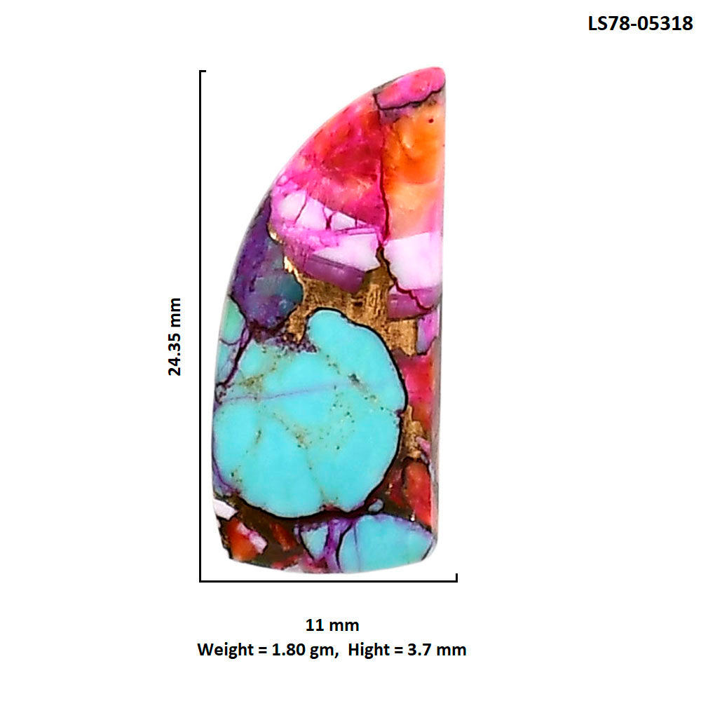 Kingman Orange Dahlia Turquoise 11x24.35x3.7 mm Fancy Shape Polished Gemstone LS78-05318