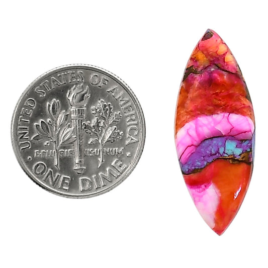 Kingman Orange Dahlia Turquoise 10.8x27.5x3 mm Marquise Shape Polished Gemstone LS78-05321