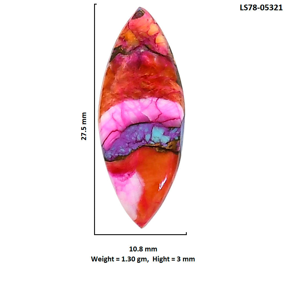 Kingman Orange Dahlia Turquoise 10.8x27.5x3 mm Marquise Shape Polished Gemstone LS78-05321