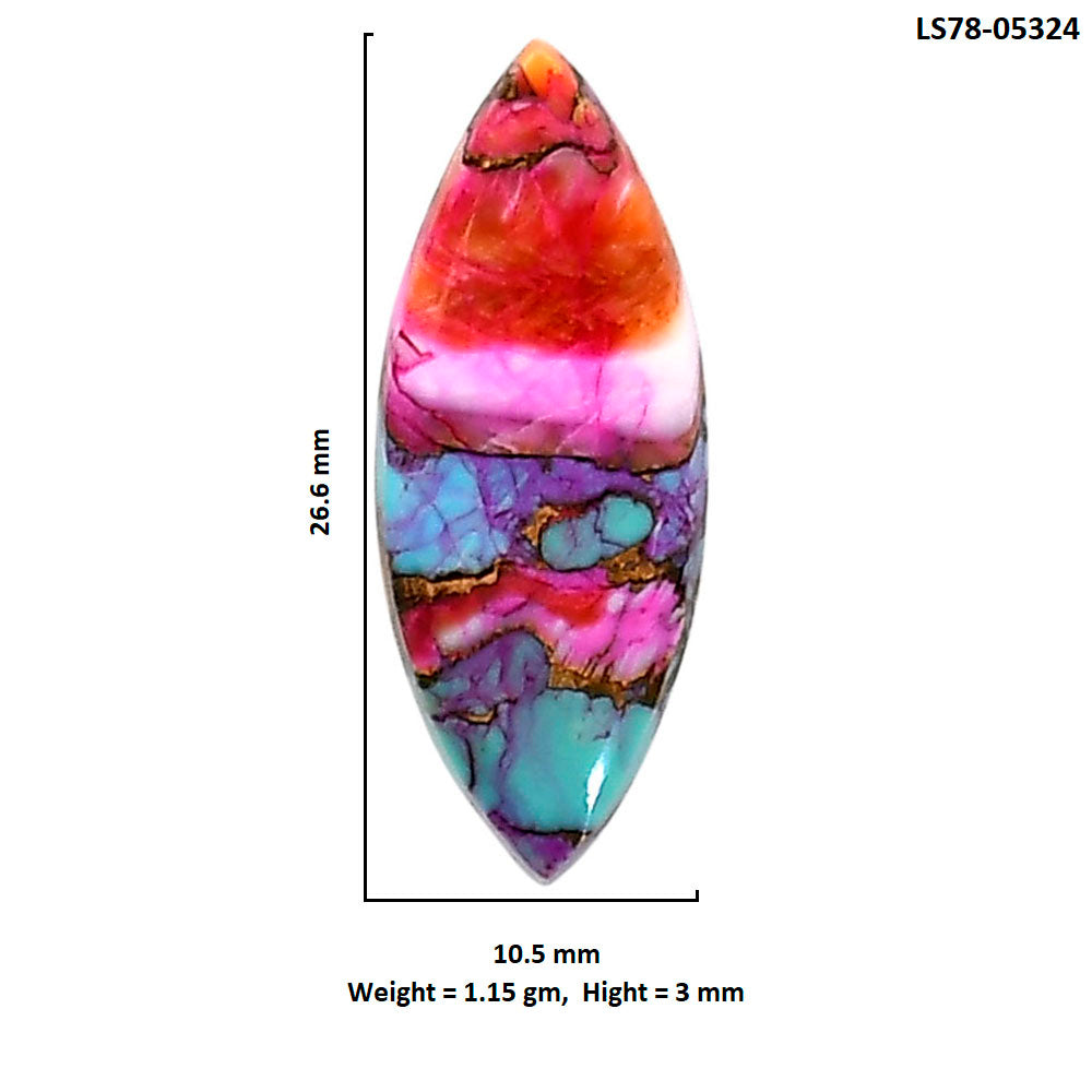 Kingman Orange Dahlia Turquoise 10.5x26.6x3 mm Marquise Shape Polished Gemstone LS78-05324