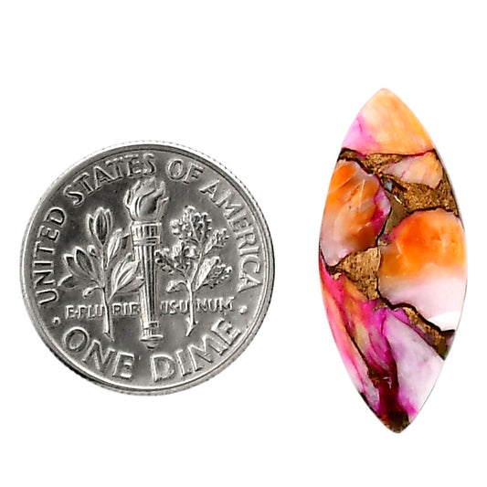 Kingman Orange Dahlia Turquoise 10.5x24.1x3.4 mm Marquise Shape Polished Gemstone LS78-05325