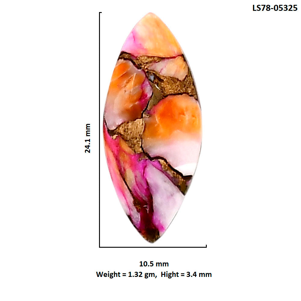 Kingman Orange Dahlia Turquoise 10.5x24.1x3.4 mm Marquise Shape Polished Gemstone LS78-05325