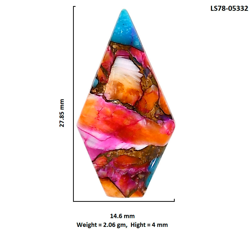 Kingman Orange Dahlia Turquoise 14.6x27.85x4 mm Fancy Shape Polished Gemstone LS78-05332