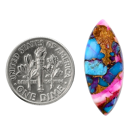 Kingman Orange Dahlia Turquoise 10.3x25.1x3.4 mm Marquise Shape Polished Gemstone LS78-05336