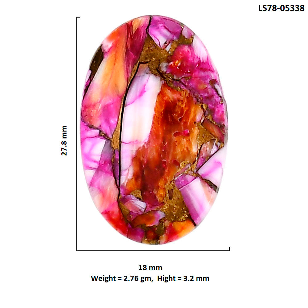 Kingman Orange Dahlia Turquoise 18x27.8x3.2 mm Oval Shape Polished Gemstone LS78-05338