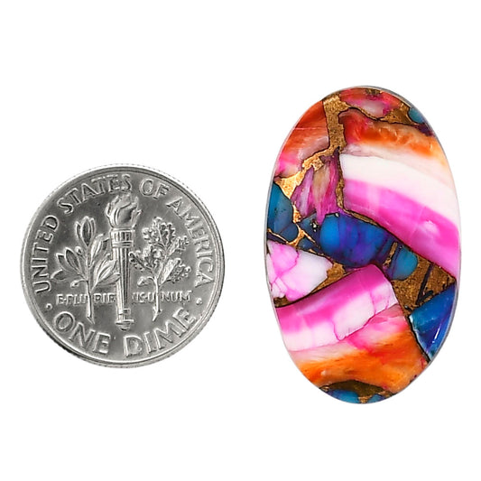 Kingman Orange Dahlia Turquoise 17.3x27.8x4 mm Oval Shape Polished Gemstone LS78-05340