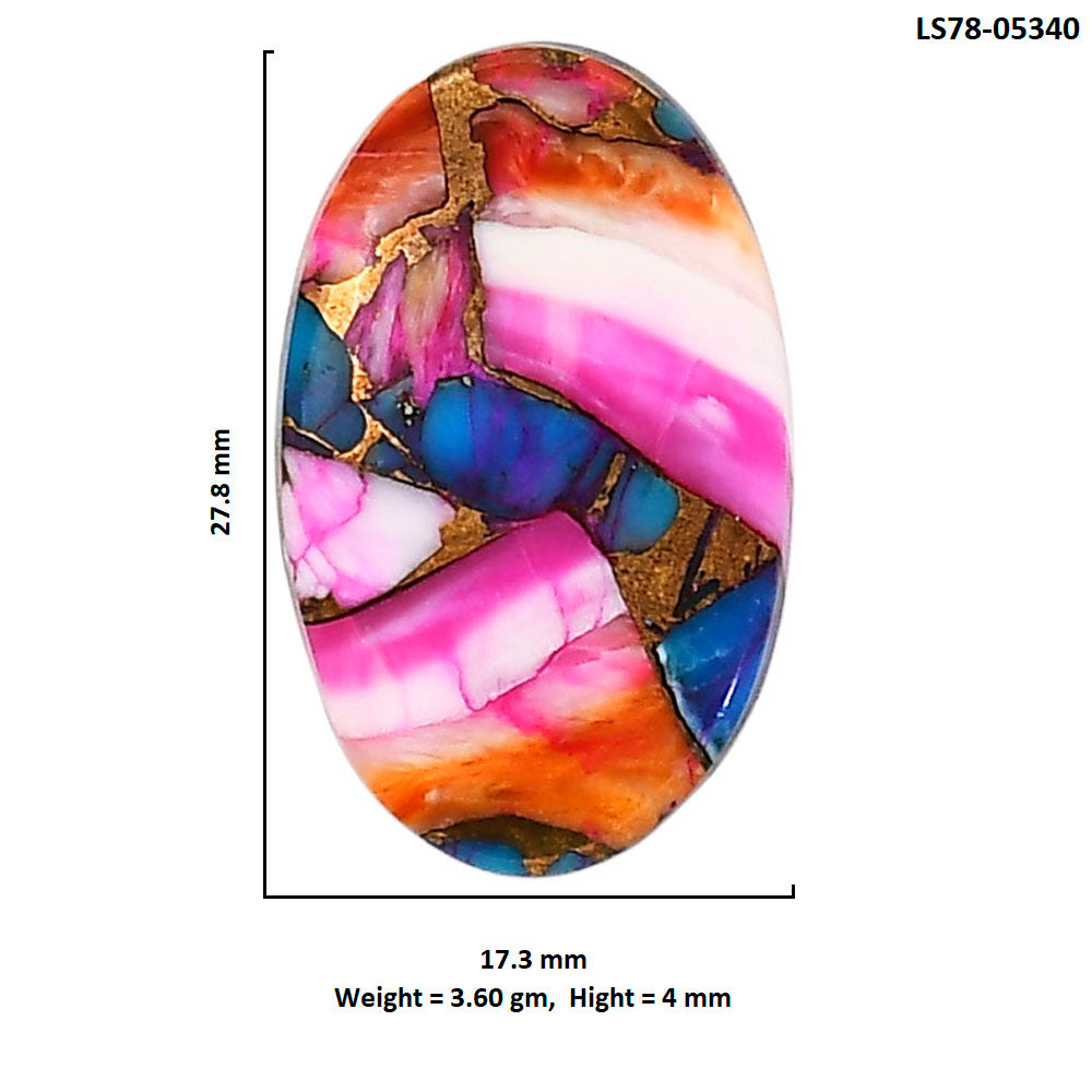 Kingman Orange Dahlia Turquoise 17.3x27.8x4 mm Oval Shape Polished Gemstone LS78-05340