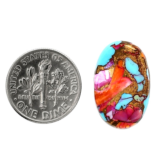 Kingman Orange Dahlia Turquoise 13.3x20.8x4 mm Oval Shape Polished Gemstone LS78-05341