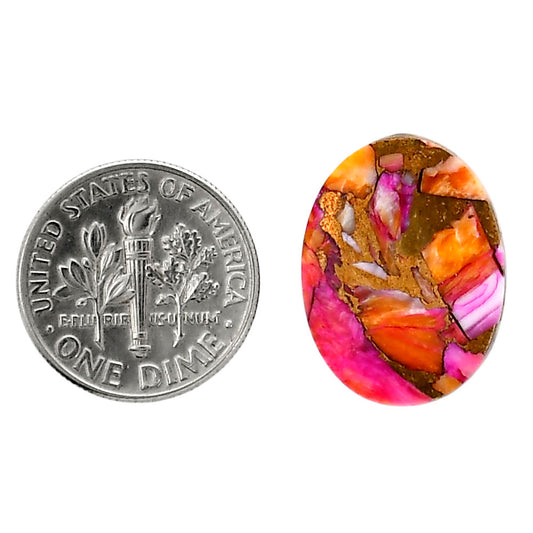 Kingman Orange Dahlia Turquoise 15x20x3 mm Oval Shape Polished Gemstone LS78-05344