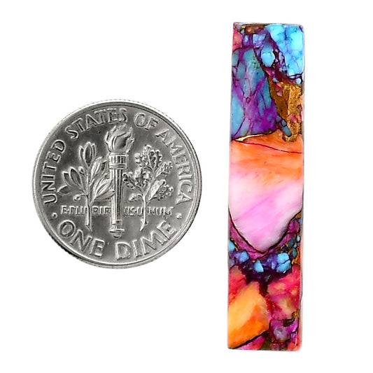 Kingman Orange Dahlia Turquoise 8x34.4x3.7 mm Baguette Shape Polished Gemstone LS78-05349