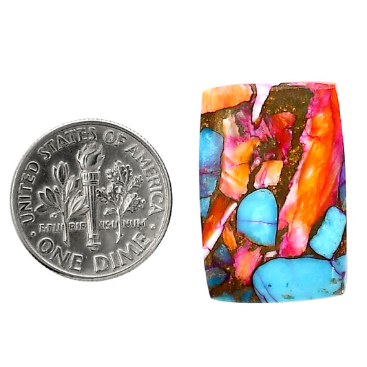 Kingman Orange Dahlia Turquoise 16.2x24x4 mm Baguette Shape Polished Gemstone LS78-05351