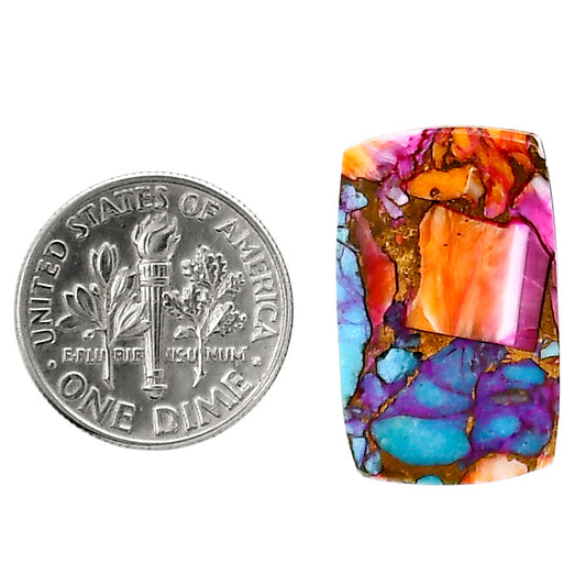Kingman Orange Dahlia Turquoise 14.3x23x2.4 mm Baguette Shape Polished Gemstone LS78-05352