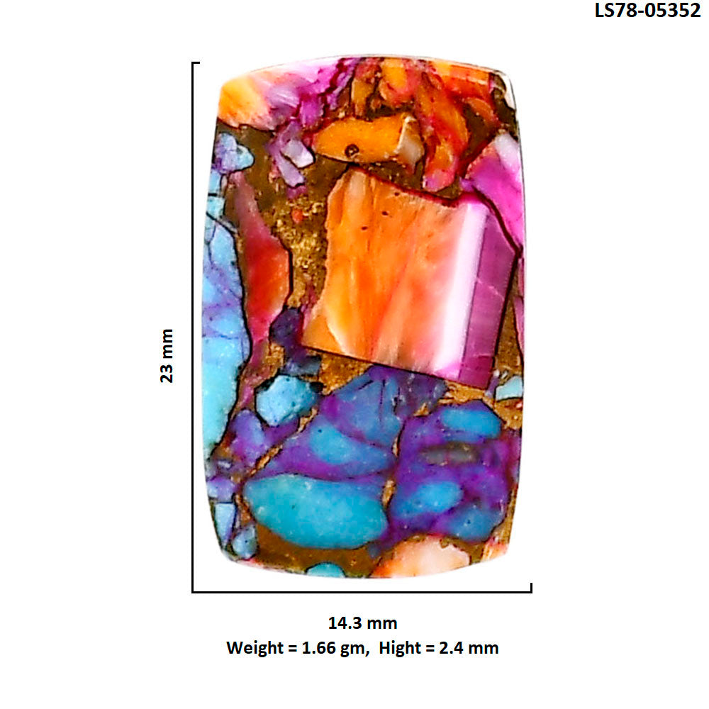 Kingman Orange Dahlia Turquoise 14.3x23x2.4 mm Baguette Shape Polished Gemstone LS78-05352