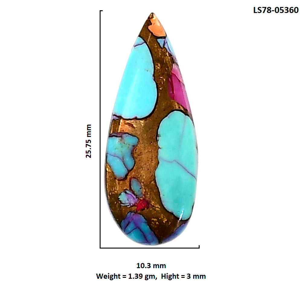 Kingman Orange Dahlia Turquoise 10.3x25.75x3 mm Pear Shape Polished Gemstone LS78-05360